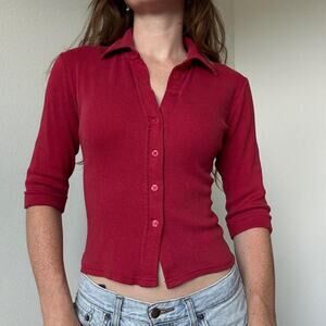 Reference point vintage 90s red button up blouse